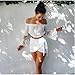 ALAIX Womens Summer Lace Sleeve Chiffon Blouse Off Shoulder Crop Tops Casual T-shirts