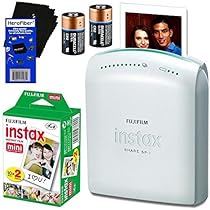 Fujifilm Instax Share SP-1 Smartphone Printer + Fujifilm Instax Mini Instant Film (20 sheets) + 2 CR2 Lithium Replacement Batteries + HeroFiber Ultra Gentle Cleaning Cloth