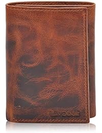 Genuine Leather RFID Blocking Slim Trifold Wallet for Men with 7 Cards+1 ID Window+2 Note Compartments (Vintage Cognac)