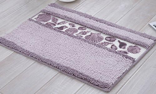 Sytian Decorative Floral Design Rural Style Beautiful Seashell Pattern Shaggy Area Rug Soft Non Slip Absorbent Doormat Bath Mat Bathroom Shower Rug Bedroom Living Room Carpet (4060cm,Light Purple)