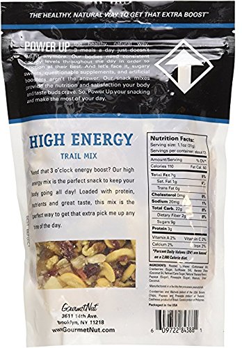 Gourmet Nut Power up 100% All Natural Health Mix High Energy Trail Mix - Large Resealable 26oz Bag