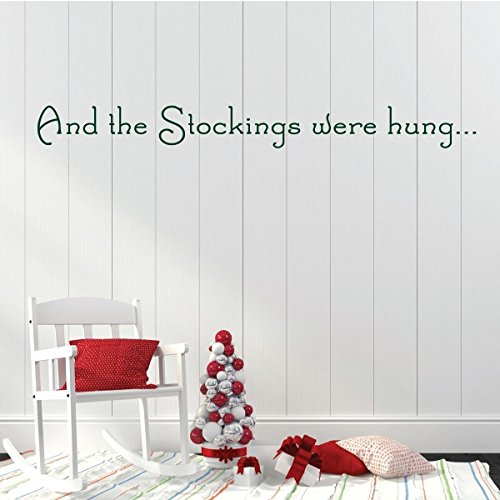 Christmas Font Wall Decal - And The Stockings Were Hung - Holiday Vinyl Decor for Living Room or Home Decoration - Thumbnail 3