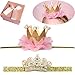 Elesa Miracle Baby Hair Accessories Baby Girl's Gift Box with Shiny Tiara Crown Headband Set (2pc- Gold)
