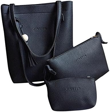 ❤️ Clearance 3Pcs High Capacity Fashion Women Tassels Leather Handbag Shoulder Bag Crossbody Bag Clutch Wallet Duseedik