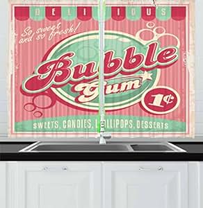 Amazon.com: Lunarable Retro Kitchen Curtains ...