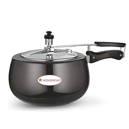 Wonderchef Raven Hard Anodized Pressure Cooker with Inner Stainless Steel Lid Set, 2 Litres, 2-Pieces