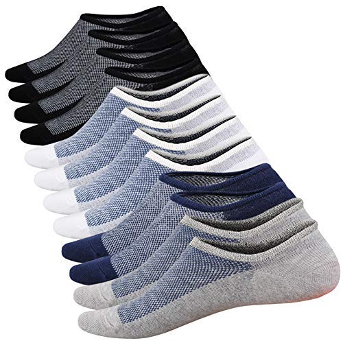 No Show Socks Men 6 Pairs Cotton Mens Casual Non-Slip Low Cut Ankle Socks Size 6-12