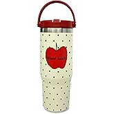 Metalya 30 oz Tumbler with Handle and Straw, Vacuum Insulated Tumblers with Flip Straw and Top Handle, Leakproof Tumbler, Stainless Steel Travel Mug for Coffee Water, Cold for 20 Hours(Red Apple)