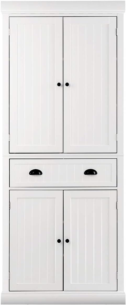 Tangkula Kitchen Pantry Cupboard Cabinet Freestanding Traditional Elegant Design W Adjustable Shelves 2 Door Floor Utility Storage Cabinet For Living Room Kitchen Hallway 72 Inch White Amazon Ca Home Kitchen