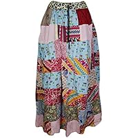 Mogul Interior Womens Patchwork Skirt Vintage Gypsy Ethnic Peasant Long Skirts S/M