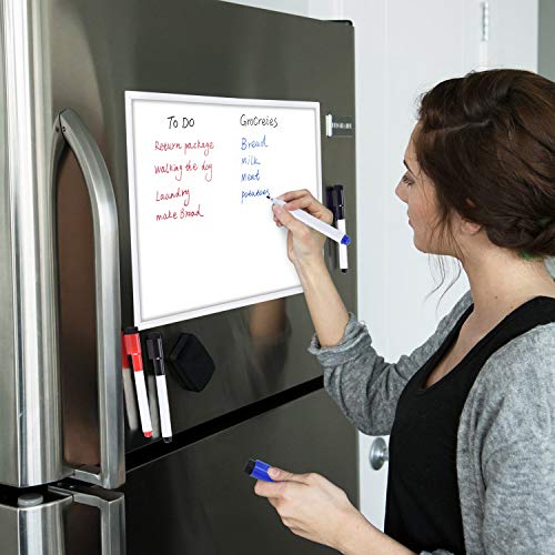 Small White Board(11 x 14 Inches), Browill Magnetic Dry Erase Whiteboard Board with 4 Dry Erase Markers for to Do List, Refrigerator, Locker, Office Door, Wall - with Hook - Thumbnail 6