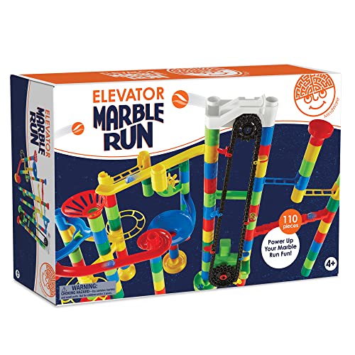 Marble Run 110 Piece Building Set with 82 Track Pieces, 15 Marbles and Motorized Elevator