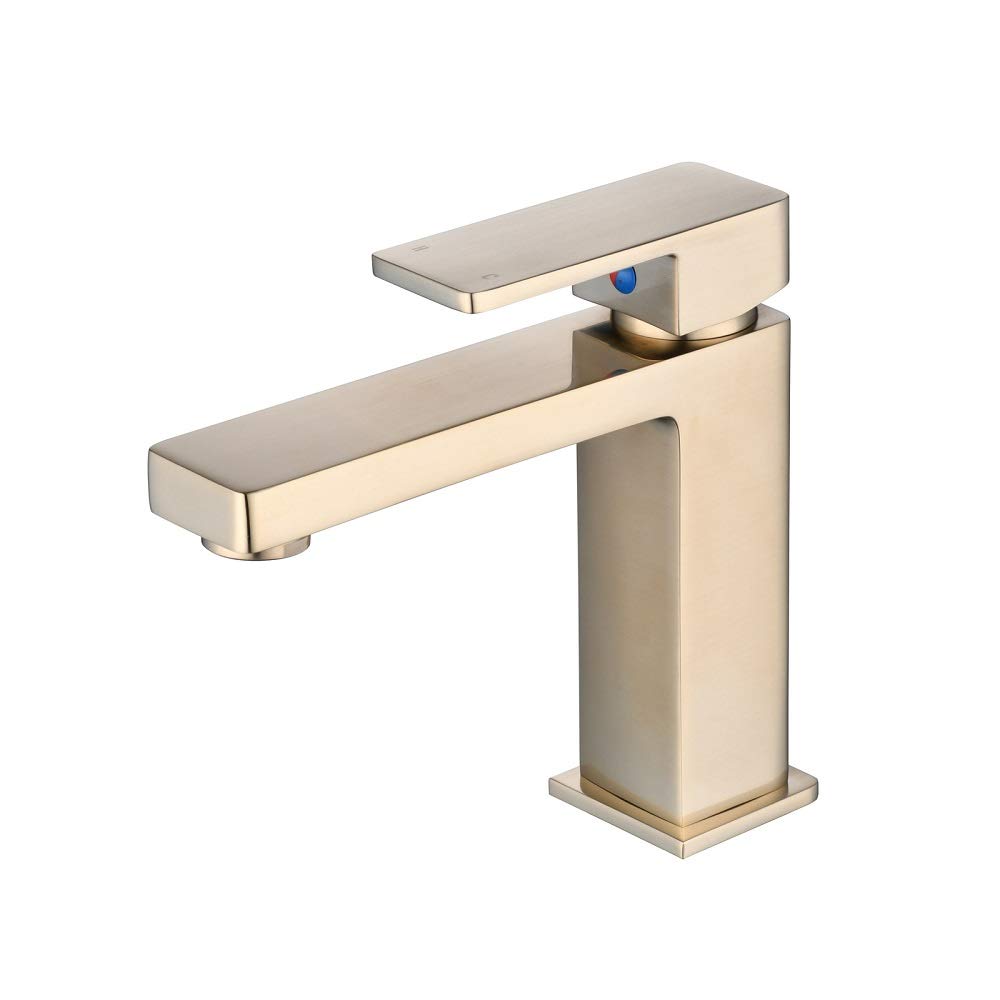 Bathroom Basic Taps Modern Single Handle Mixer Taps for Lavatory and Washroom Short Brushed Gold Solid Brass Tap Gudetap GT7894BG…