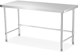 MilleLoom Stainless Steel Work Table Without Bottom Shelf 60x24x35 Inch with Wheels, Commercial Kitchen Prep Table with Open 