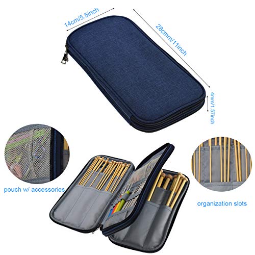 Bamboo Knitting Needles Set 36pcs Carbonized Afghan Needles 5pieces Ergonomic Crochet Hook Set 12 Small Size Aluminum Handle Hook with Sewing Tools Full DIY Craft Kits