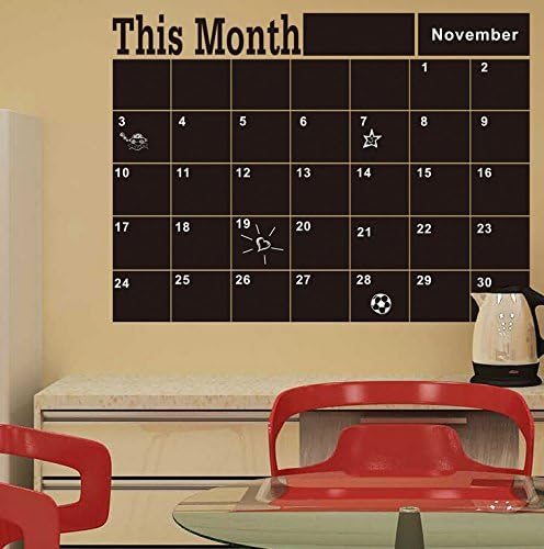Aiwall 206 This Month Weekly Wall Planner Vinyl Peel and Stick Chalkboard Sticker with 5 Free Chalks