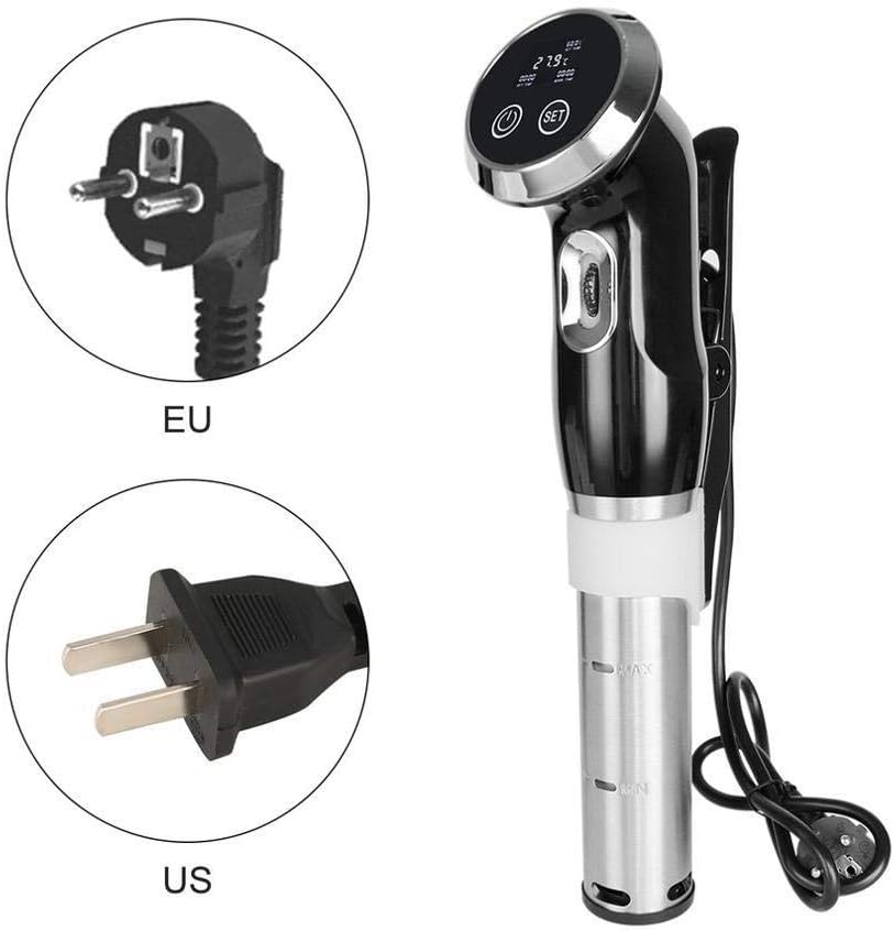 Sous Vide Precision Cooker Vacuum Slow Food Cooker 1500W Powerful Immersion Circulator - LCD Digital Timer Display Stainless Steel, black