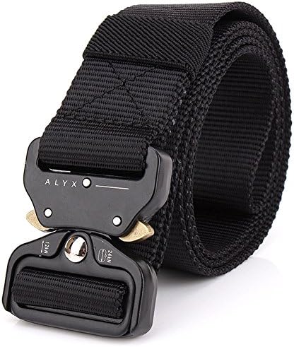 Musgneer Men's 1.5" Tactical Belt Heavy Duty Nylon Waist Belts Military Style Quick Release Webbing with Metal Buckle in Gift Box (Black)