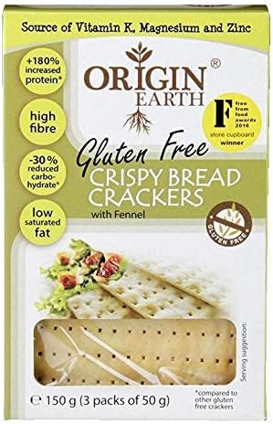Origin Earth Gluten Free Crackers Fennel 150 g (Pack of 10)
