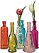 Luna Bazaar Small Vintage Glass Bottle Set (7-Inch, Cheyenne Design, Multicolor Glass, Set of 6) - Flower Bud Vases Bulk - for Home Decor and Wedding Centerpieces