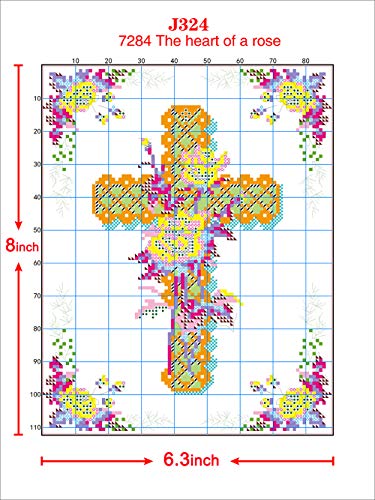 Cross Stitch Stamped Kits Pre-Printed Cross-Stitching Starter Patterns for Beginner Kids or Adults, Embroidery Needlepoint Kits The Heart of a Rose for Bedroom, Living Room Wall Decorations