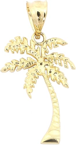 Amazon Com Beauniq 14k Yellow Gold Palm Tree Pendant Necklace