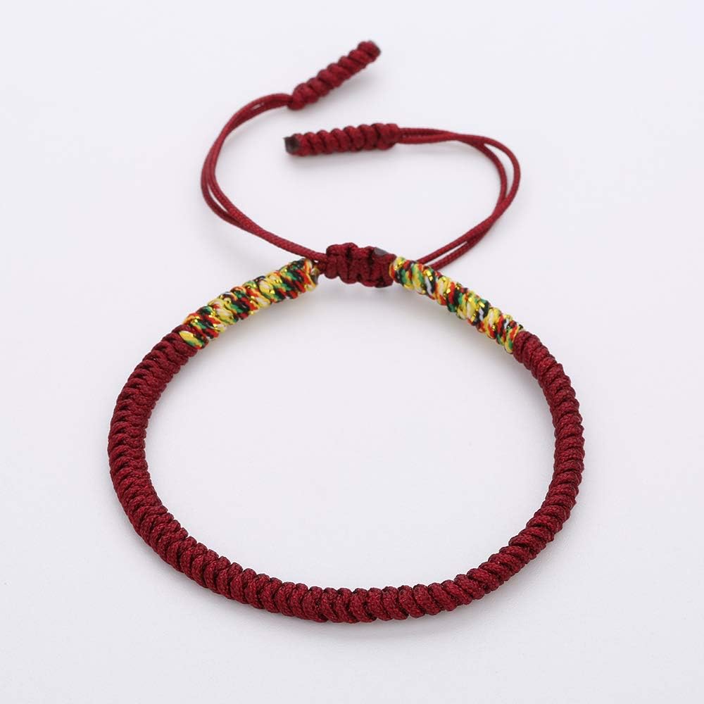 BALIBALI Woven Bracelet Hand-Knitted Woven Bracelet Hand-Knitted Lucky Rope Bracelet Tibetan Buddhist Traditional Wristbands Wrist Cuff Bracelets Adjustable