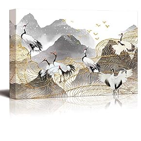 Classical Red Crowned Crane Painting for Bedroom Living Room