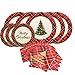 Gatherfun Christmas Party Supplies Christmas Tree Red Plaid Disposable Paper Dinner Plates Dessert Plates and Napkins for Merry Christmas Party, Serve 50