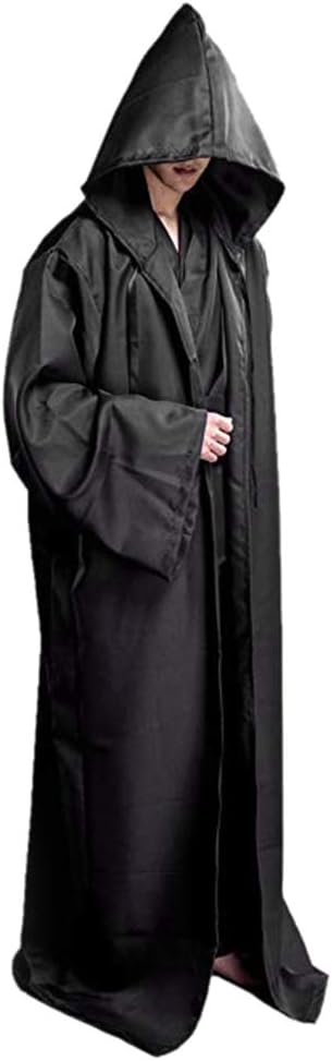 Halloween Cloak Death Wizard Cape Hooded Phantom Grim Reaper Robe Warrior Black Cool Cosplay Clothing Devil Godfather Theme Party Length Cape Fancy Dress Musical Prince Renaissance Hooded Coat Adults - Image 5
