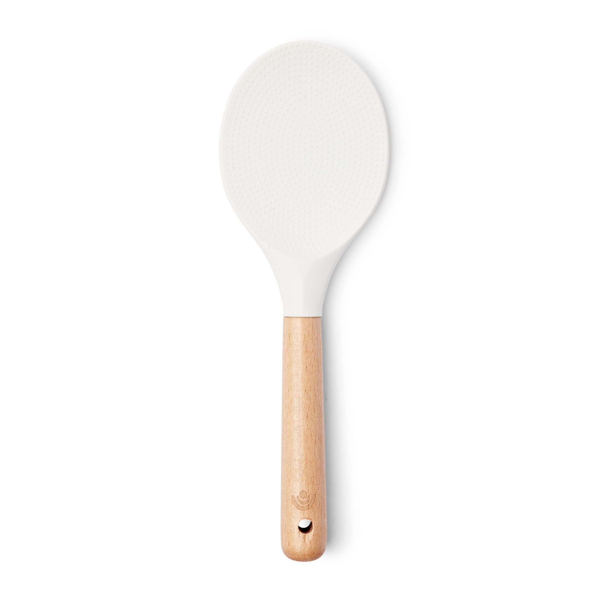 Yum Asia Premium Rice Spatula with Beech Wood Handle and Premium Silicone (Spoon Spatula, Ice White)