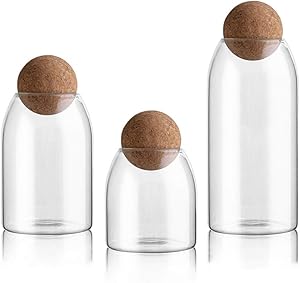 NUTRIUPS Storage Glass Jar Set Food Storage Tank With Wooden Lid 500 ML,800ML,1200ML