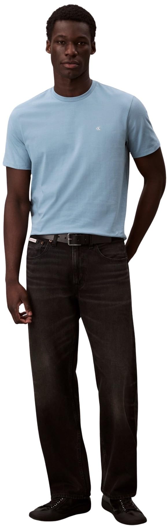 Calvin Klein Herren T-Shirt Kurzarm Classic Monogram Tee mit Rundhalsausschnitt, Blau (Smoke Blue), XL 4