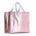 Gesodant Bling Glossy Glitter Durable Reusable Grocery Handles Bag Medium Non-woven Gift Shopping Bag Totes Set Of 5 (Pink)