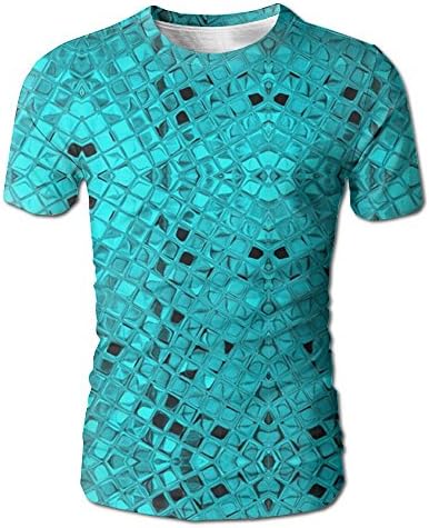 Green Teal Diamonds Mens Summer 3D Digital Printing Short Sleeve Tee