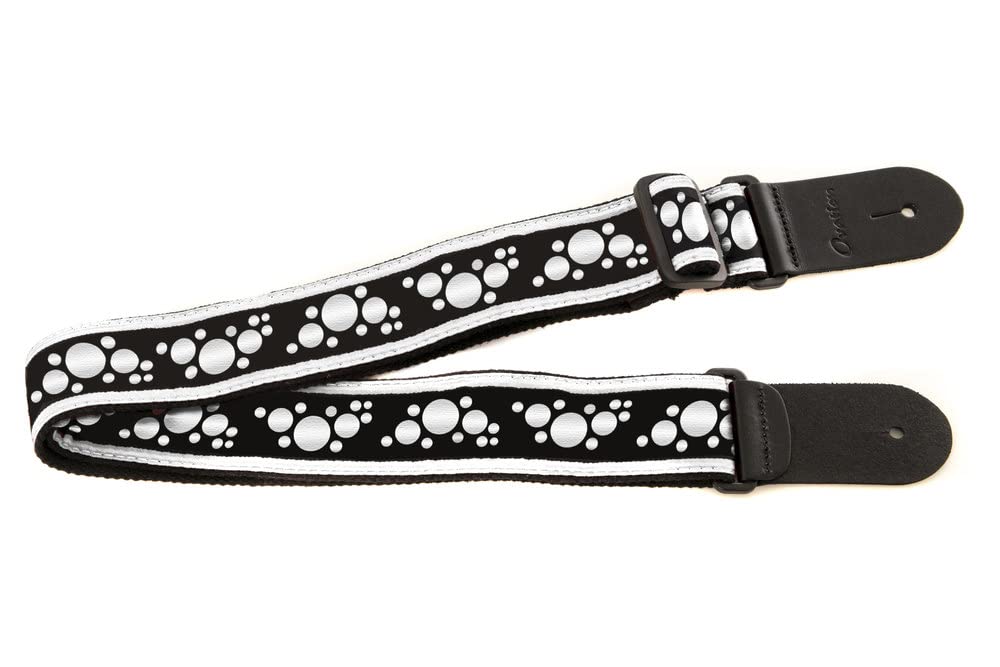 OVATION Guitar Strap Nylon - Signature "Multi-Soundhole" – Black - Padded - Leather ends