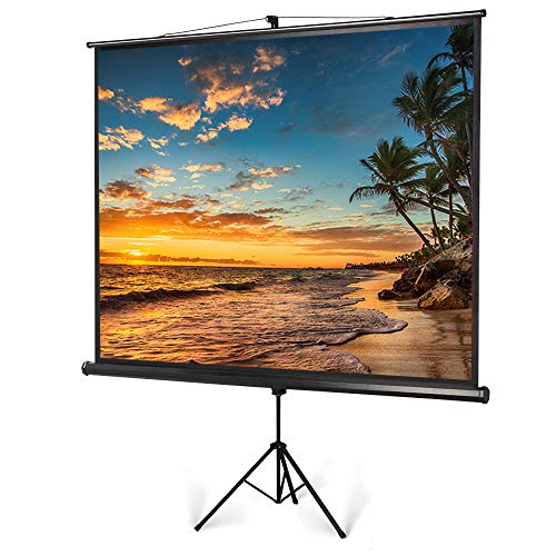 Portable Projector Screen with Foldable Tripod Stand, 100 inch Diagonal 4:3 Indoor Outdoor Movie Screen with Wrinkle-Free Design, Roll-Up HD Projection Screen for Home Theater Cinema Party Office