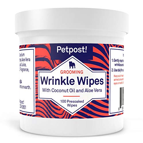 Petpost | Bulldog Wrinkle Wipes for Dogs - Cleans and Soothes Pug Wrinkles and Folds - 100 Ultra Soft Cotton Pads in…