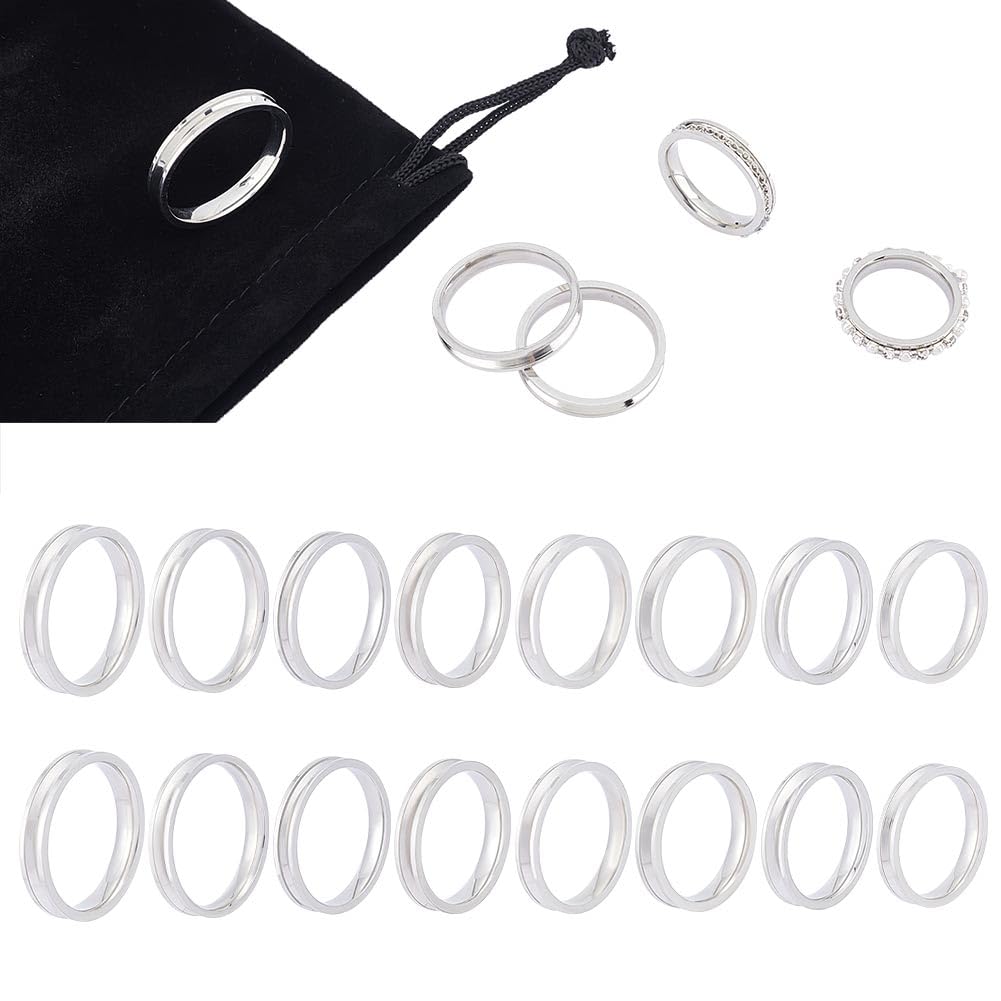 UNICRAFTALE 24pcs Blank Core Stainless Steel Finger Ring Size 5-13 - Grooved Inlay Round Empty Ring for Jewelry Wedding Band Making — image 1