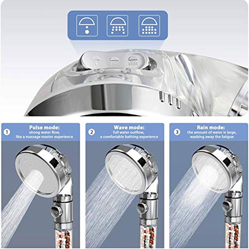 LucaSng Ionic Shower Head Handheld High Pressure Water Saving 3 Modes Filter Showerhead with Hose and Holder Suitable for Dry Skin and Hair