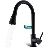 Black Kitchen Faucet with Pull Down Sprayer for RV Sink, VFAUOSIT Kitchen Sink Faucet Stainless Steel Laundry Single Handle Pull Out Kitchen Faucets Matte Black, Grifo para Fregaderos de Cocina