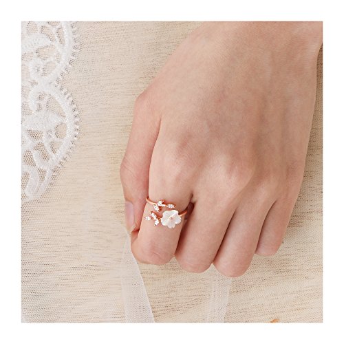 Barogirl Flower Ring Engagement Ring for Women Women's Rings for Lovers YR909 (7, Rose-gold)