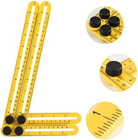 SHUEHO Angleizer Template Tool, Multi-Angle Ruler Adjustable 4-Sided Measuring Ruler for Engineers Craftsmen Buliders DIYers (foldable ruler)