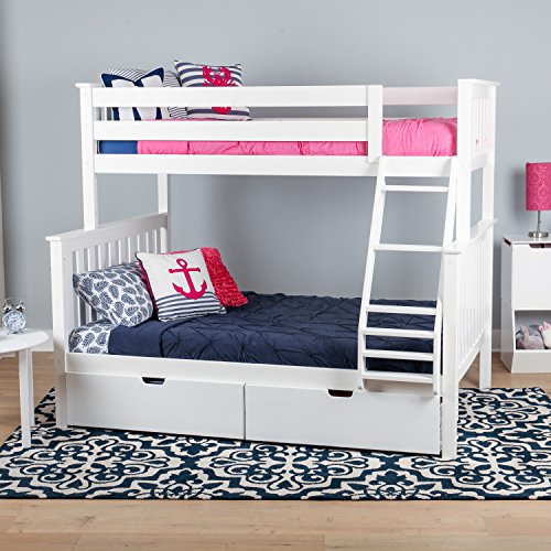 Max & Lily Solid Wood Twin over Full Bunk Bed with Under Bed Storage