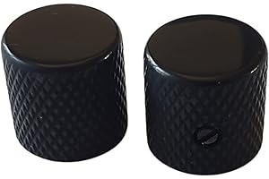 AXEGRINDERZ Set of 2 US Spec Flat Top Barrel Set Screw Knobs for Tele or P Bass - Black