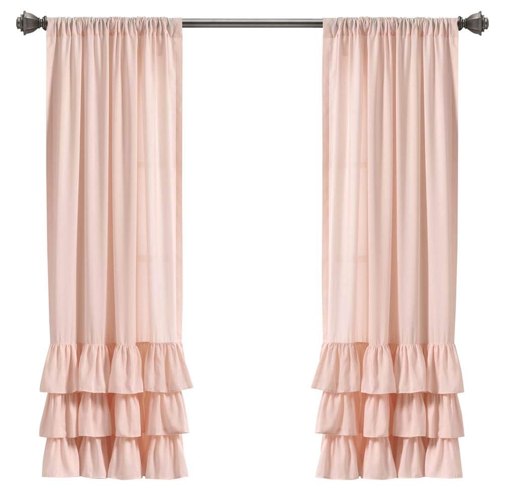 Lush Decor, Blush Allison Ruffle Curtains Window Panel Set for Living, Dining Room, Bedroom (Pair), 63" x 40", 63" L