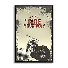 Framed Canvas Wall Art Motorcycle Canvas Prints Home Artwork Decoration for Living Room,Bedroom - 16x24 inches