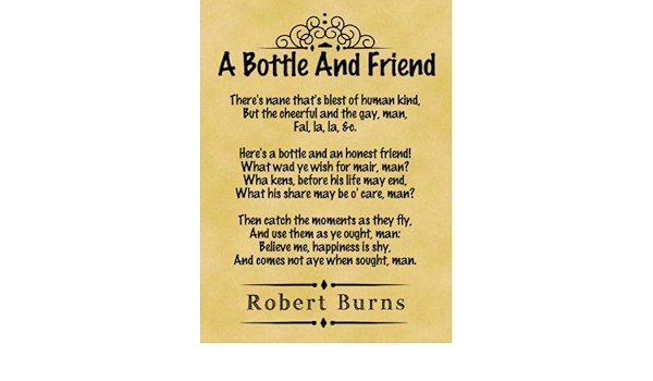 Amazon Com Size Parchment Poster Classic Poem Robert Burns A Bottle And Friend Prints Posters Prints