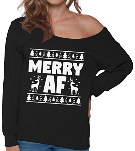 Amazon Off The Shoulder Ugly Sweater Pekatees Merry Af