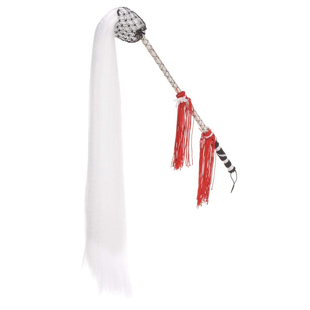 VGEBY Horsetail Whisk, Taichi Fuchen Duster Fly Horsetail Whisk Stick Wooden Handle Horse Tail for Chinese Taoist Buddhist Martial Arts Stage Plays Martial Arts